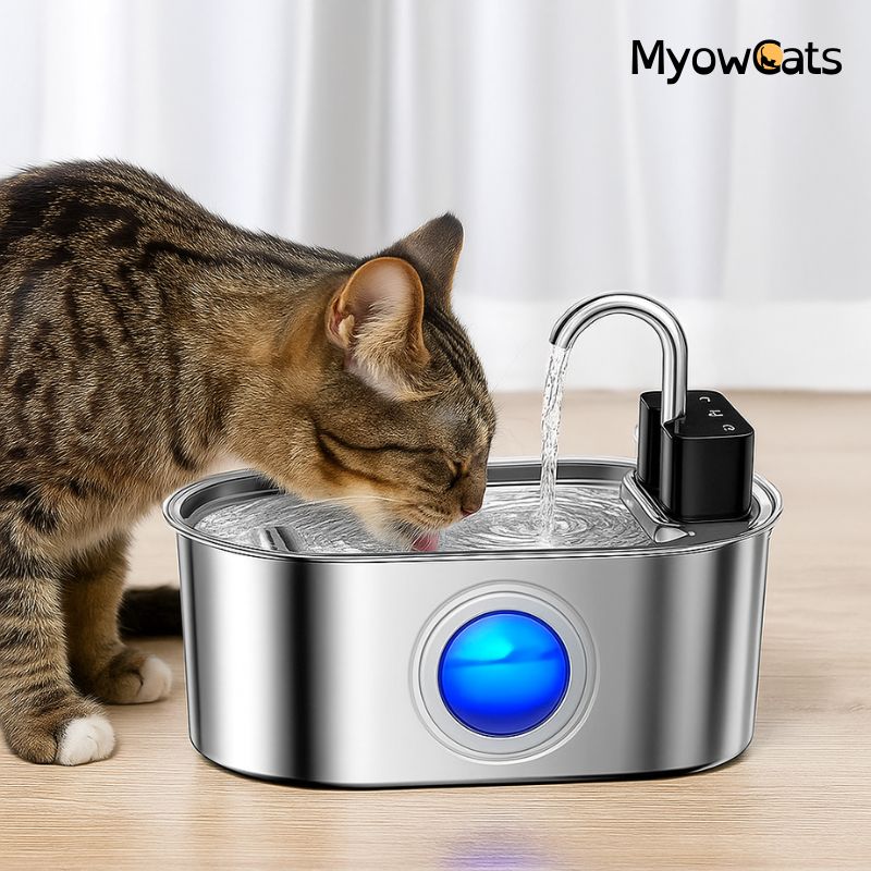 AquaLens™ – 3.2L Stainless Steel Pet Fountain with Clear Water Window