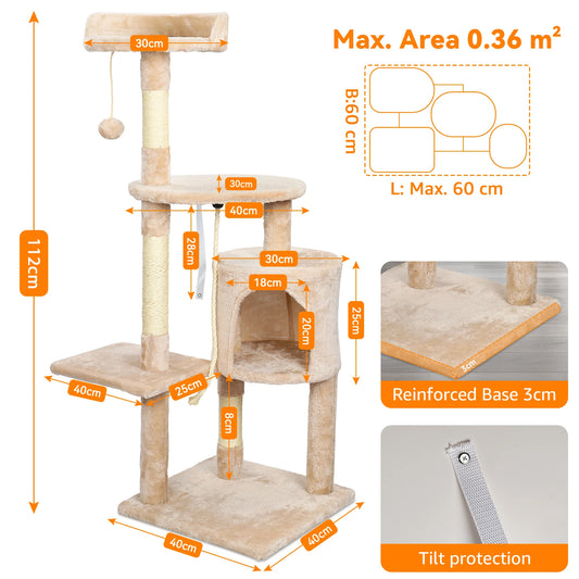 ClimbHaven™ – Multi-Level Cat Tower with Cozy Condo & Scratch Posts